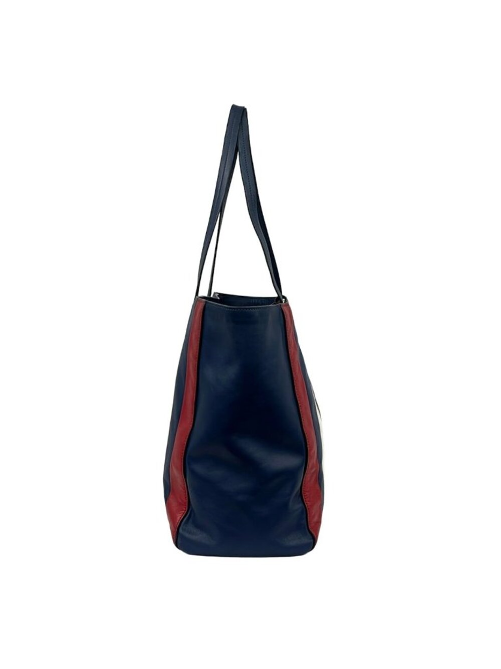 Prada Tote Navy Red White Striped Leather - Picture 2 of 13